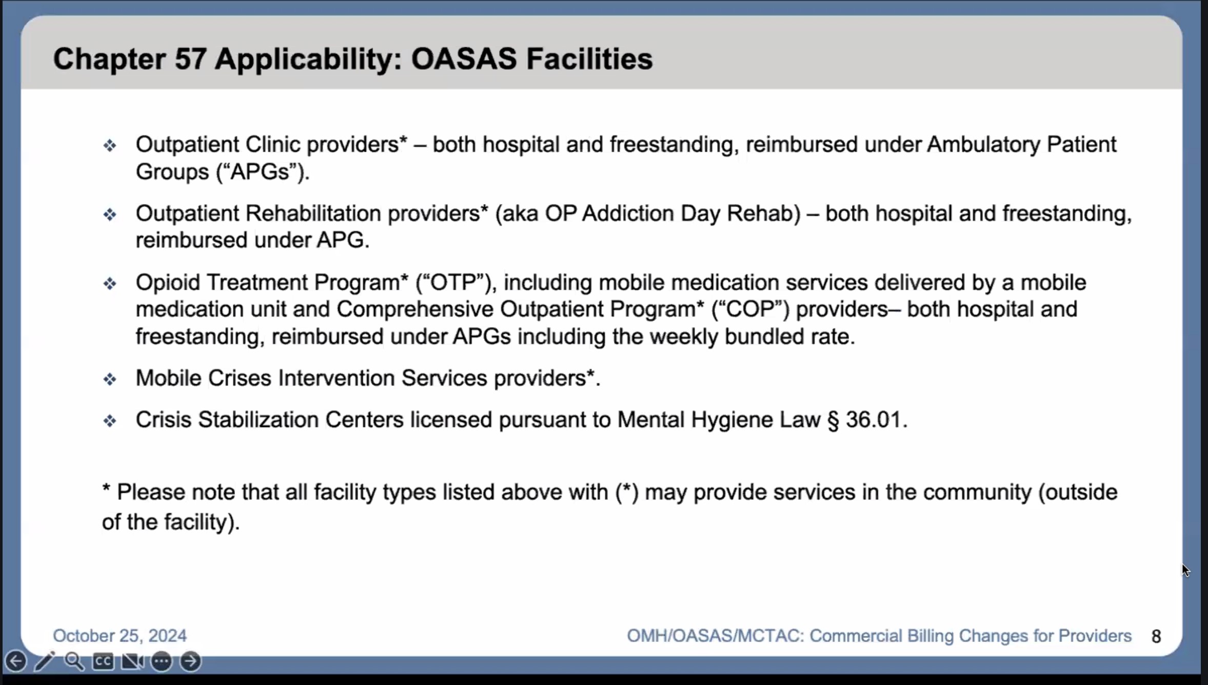 OMH/OASAS/MCTAC Webinar on Commercial Rate Mandate NYS Council for